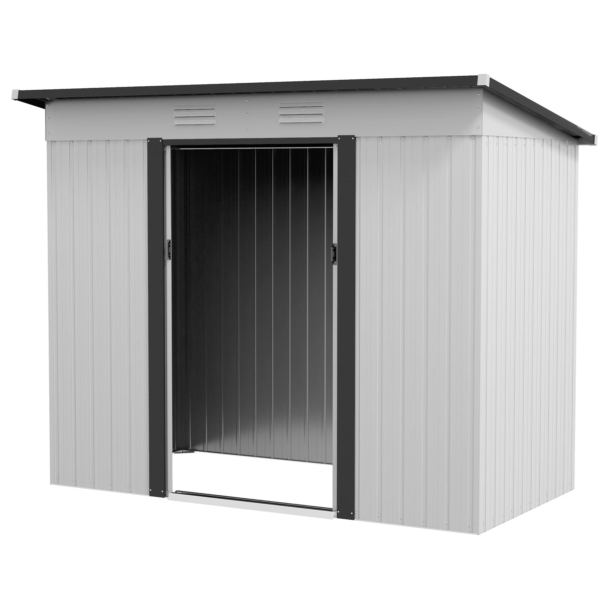 Outsunny 8' x 4' Metal Lean to Garden Shed, Outdoor Storage Shed, Garden Tool House with Double Sliding Doors, 2 Air Vents for Backyard, Patio, Lawn, White Outsunny