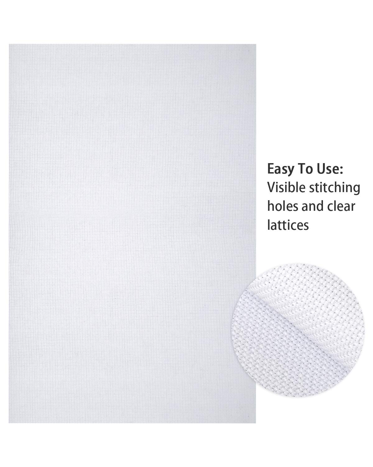 Pllieay 2 Pieces 14 Count Big Size White Aida Cross Stitch Fabric, Classic Reserve Aida Cloth, 19.6 x 21.6 Inch Pllieay