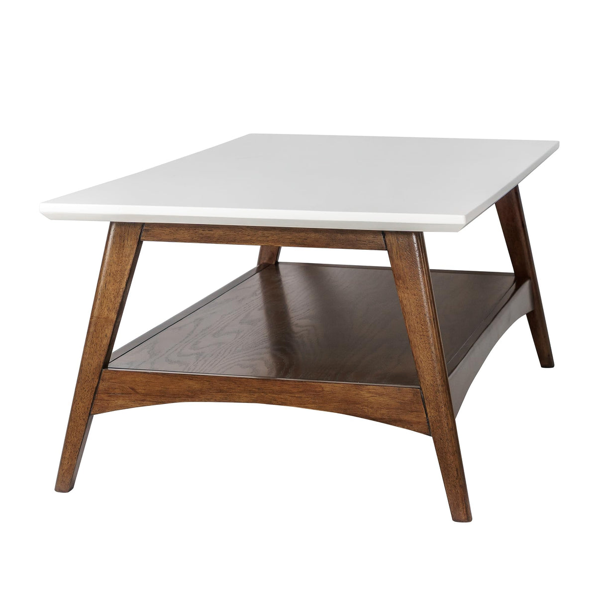Madison Park Rectangular Wood Coffee Table With Solid Wood Frame & Legs, Living Room Coffee Tables With Storage Shelf, Accent Furniture For Living Room, Minimalist Decor - Off-White / Pecan Parker Madison Park