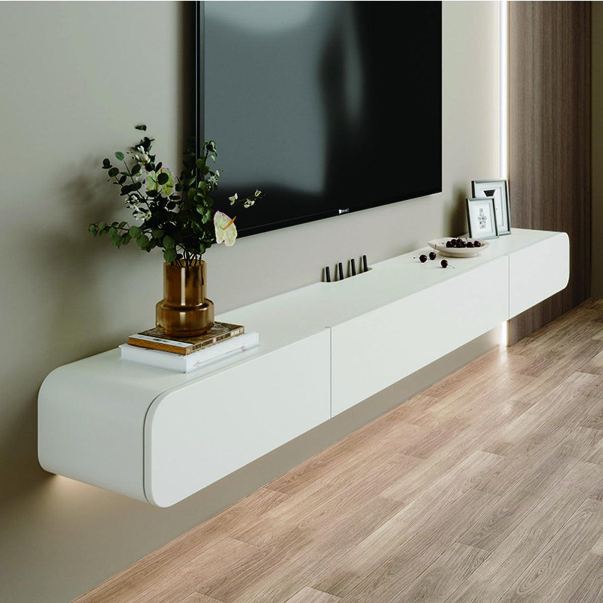 FPIGSHS Wall Mounted Media Console with 2 Drawers Solid Wood Floating TV Stand Hanging TV Shelf Entertainment Center TV Cabinet, for Home Office (B, 160CM/63IN) FPIGSHS