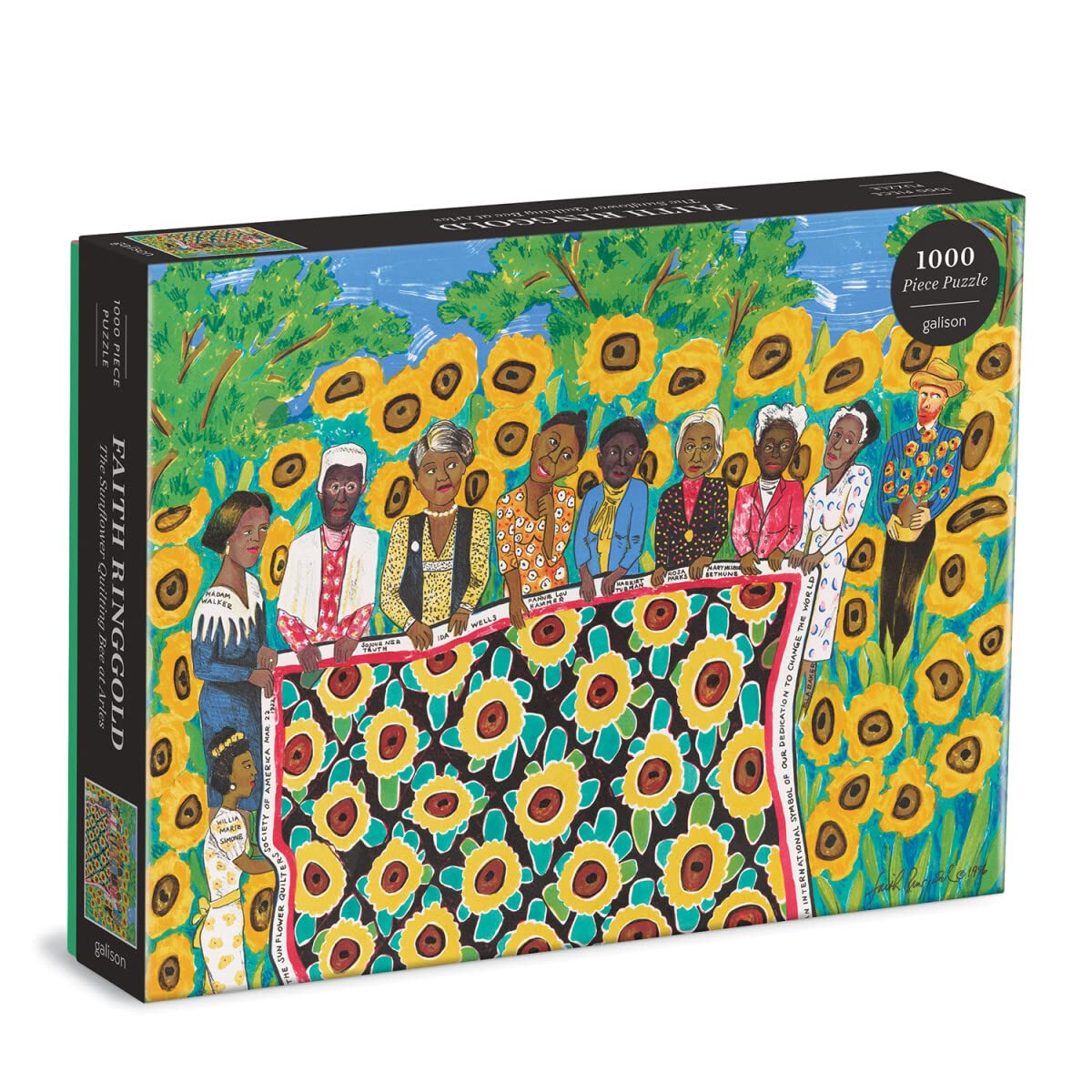 Galison Faith Ringgold The Sunflower Quilting Bee at Arles Puzzle, 1000 Pieces, 27” x 20” – Difficult Jigsaw Puzzle with Stunning & Colorful Artwork – Thick, Sturdy Pieces, Challenging Family Activity Galison