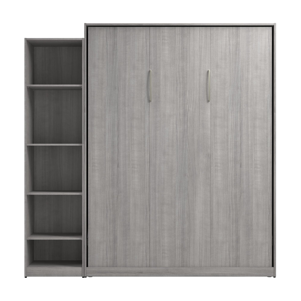 Bestar Claremont Queen Murphy Bed with Closet Organizer (85W) in Platinum Gray, Space-Saving Sleeping Arrangement for Multipurpose Room Bestar