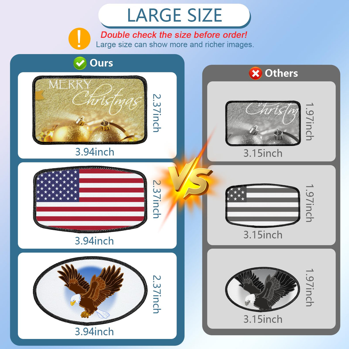 iFForce 40 PCs Sublimation Blanks Patches - Large Iron-on Patch with Black Border - Exquisite Fabric Patches for DIY Hats Backpack T-Shirt Project (Mixed) iFForce