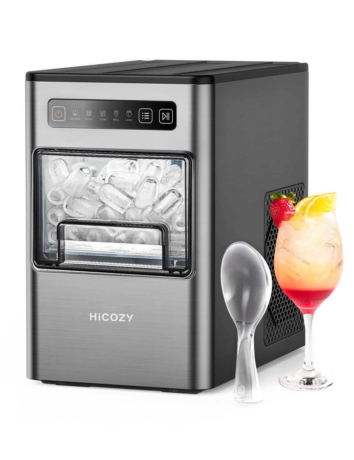 HiCOZY Ice Maker Countertop,Ice in 6 Mins, 24 lbs/Day, Portable & Compact Gift with Self-Cleaning,for Apartment/Under Cabinet/Kitchen/Office/Camping/RV/Home Bar (Light Black) Hicozy