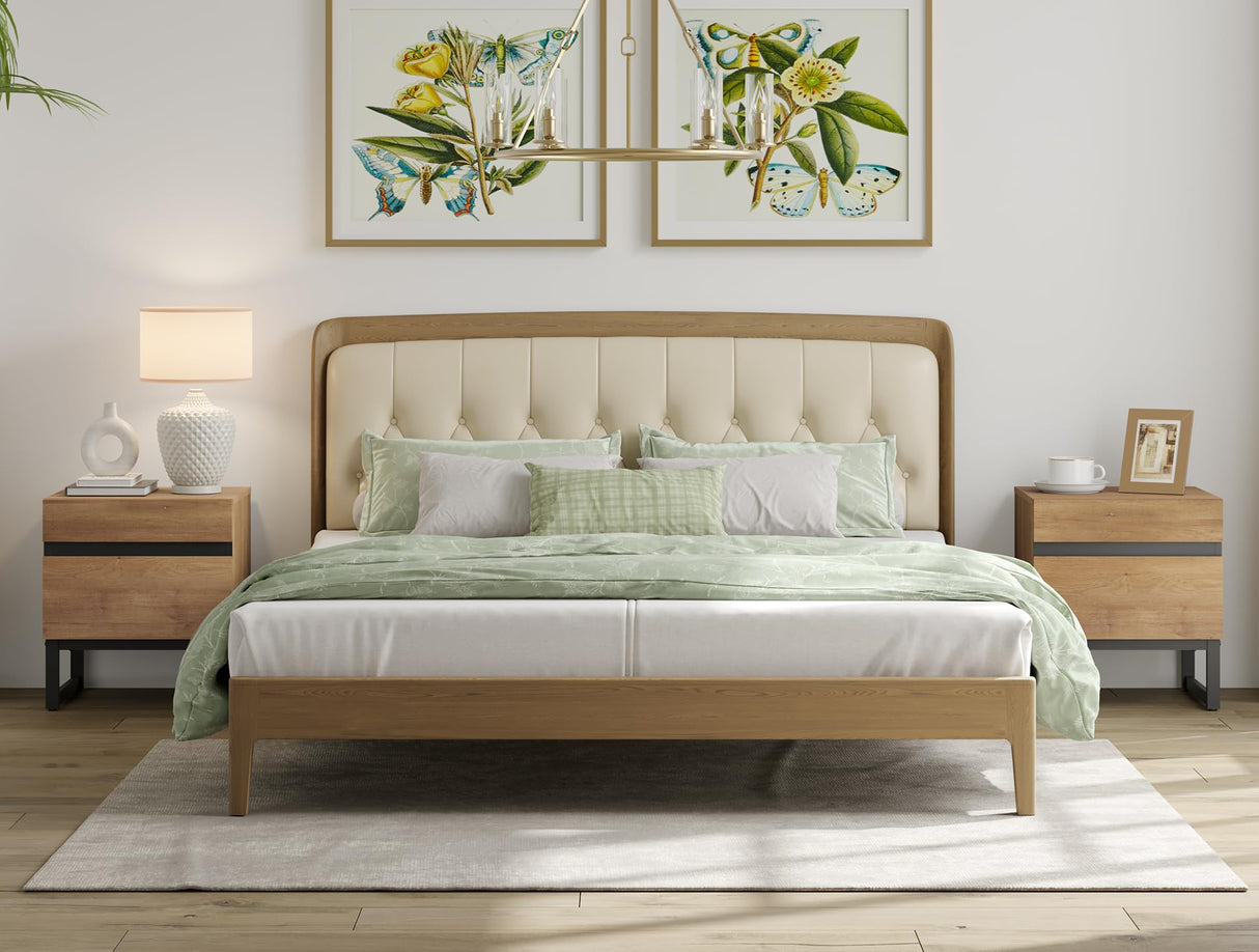 WAMPAT 3 Piece Dresser and Nightstand Sets, 63 Inches Dresser &Chest with 6 Drawers, 2 Nightstand with 2 Drawers, Side Table for Bedroom, Bedroom Furniture Set, Oak WAMPAT