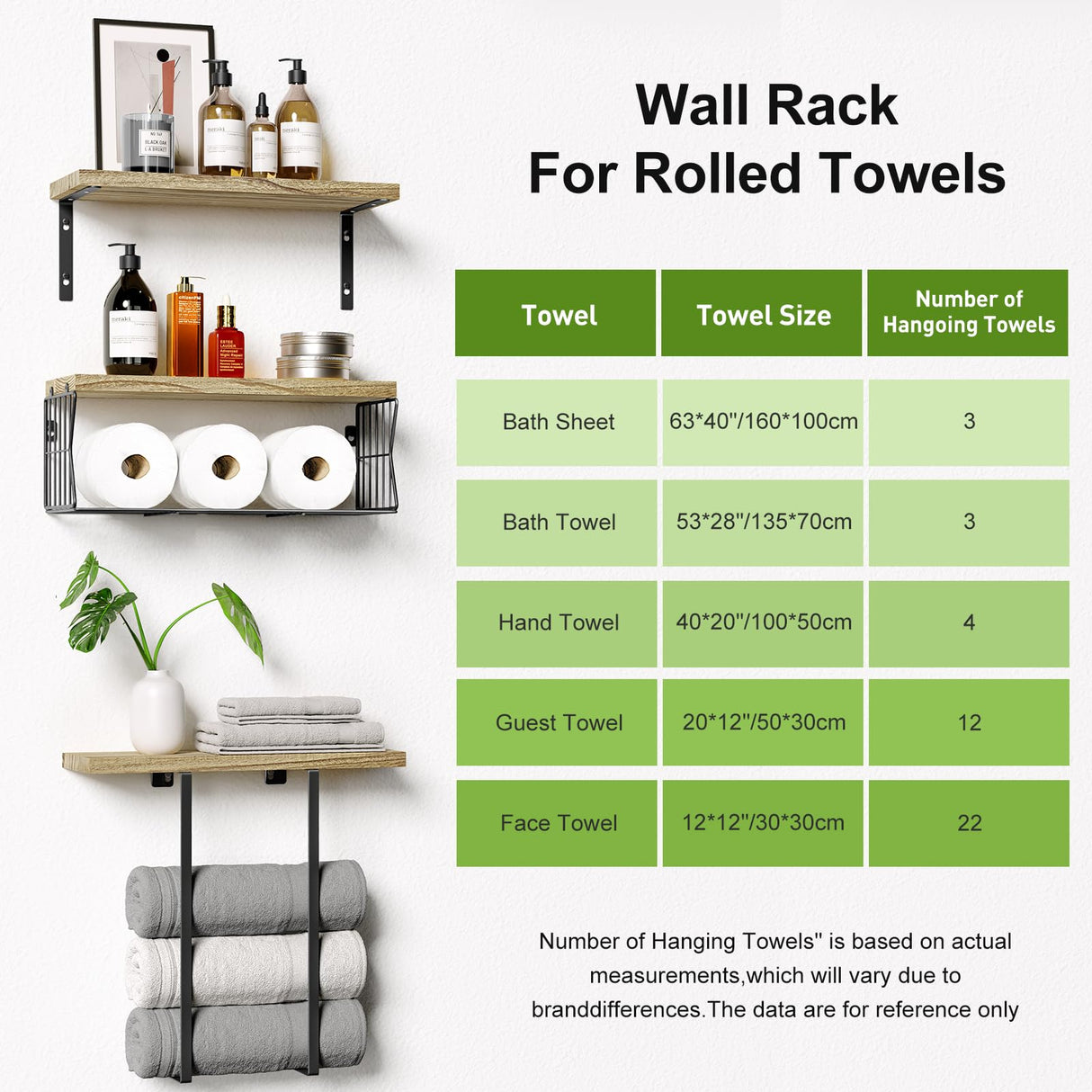 HAMITOR Floating Shelves Wall Mounted Over Toilet: Bathroom Shelf with Towel Rack Paper Holder Storage - Rustic Wood Farmhouse Shelves for Wall Decor/Bathroom HAMITOR