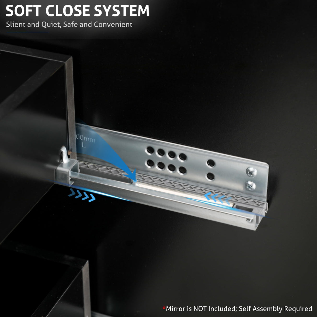 eclife 48" Bathroom Vanities Cabinet with Sink Combo, Wall Mounted Floating Cabinet W/Decor Line, Soft-Close System, 4 Extra Big Drawers, Matte Black Faucet, Black eclife