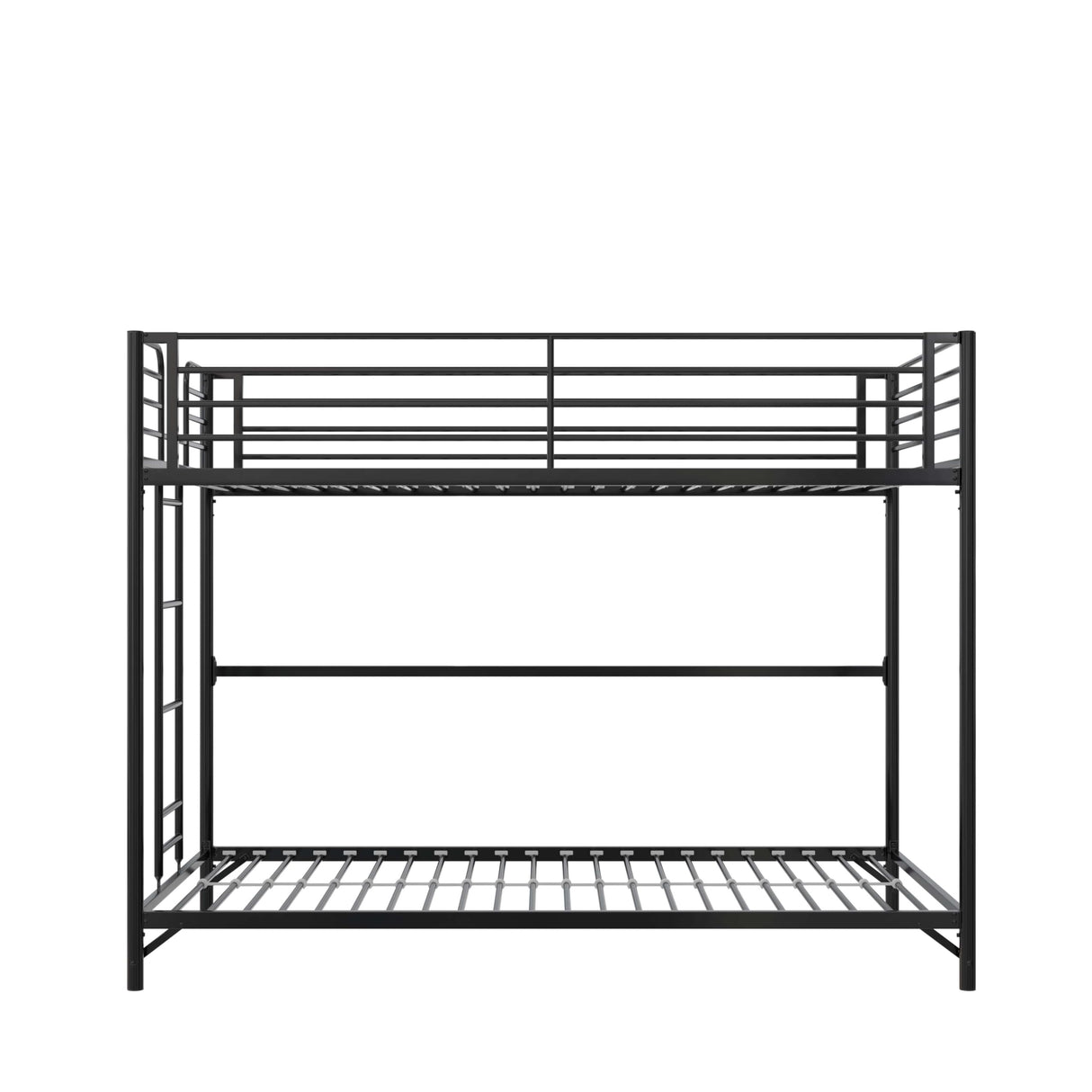DHP Daven Easy Assembly Metal Bunk Bed for Kids, Teens and Adults, with Ladder, High Guardrail, Metal Slats, Smooth Rounded Edges, No Boxspring Required, Twin-Over-Twin, Black DHP