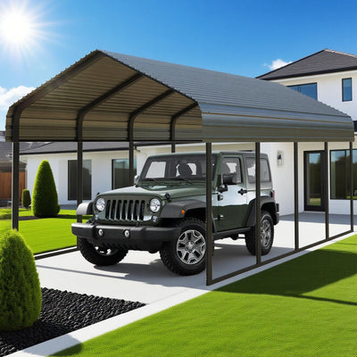 RITERYIFER Metal Carports 10x20 FT Heavy Duty RV Carport Canopy Kits for Garage,Aluminum Car Ports with Steel Shelter Frame Cover for Car or Boats