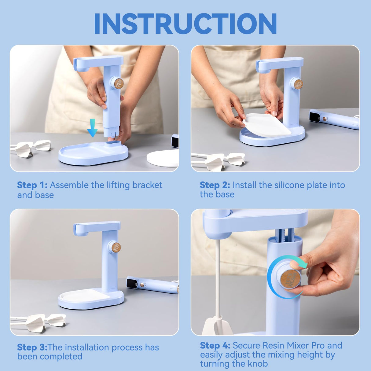 LET'S RESIN Upgraded Resin Mixer Master,3 Speeds Control Epoxy Mixer with AI Mode&HD Large Screen,Intelligent Resin Mixer Electric and Stand for Epoxy Resin,Molds,Soap Making(Included 2 Sizes Paddles) LET'S RESIN