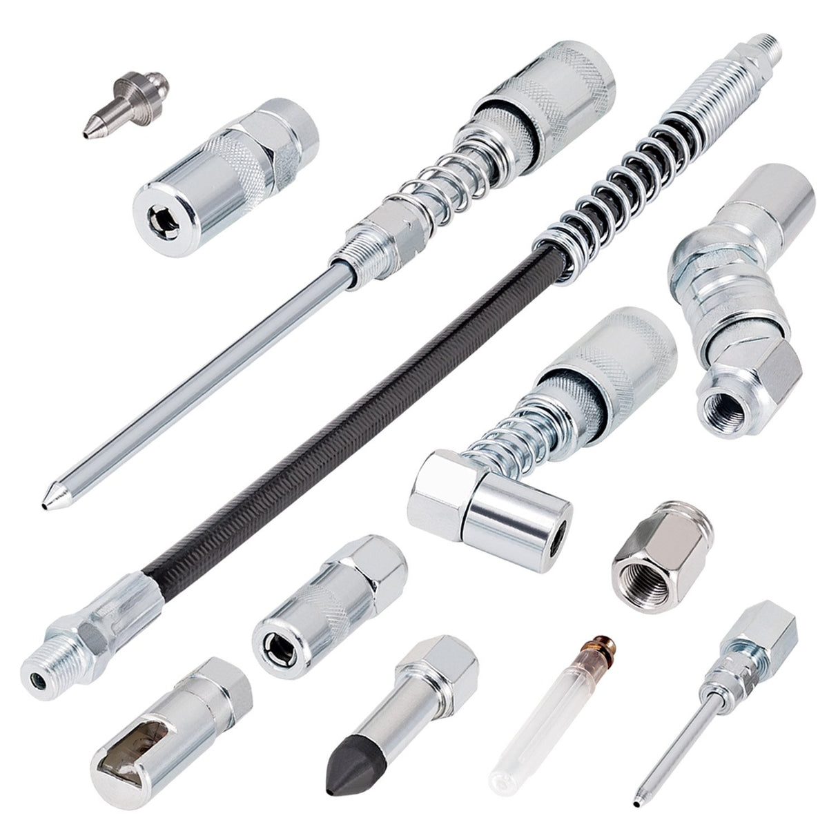 Carbyne 12 Piece Grease Gun Accessory Set | All-in-One Set: Couplers, Nozzles, Adapters and Flex Hose with Durable Storage Case • from a Family-Run Tool Company Based in The U.S.A. Carbyne