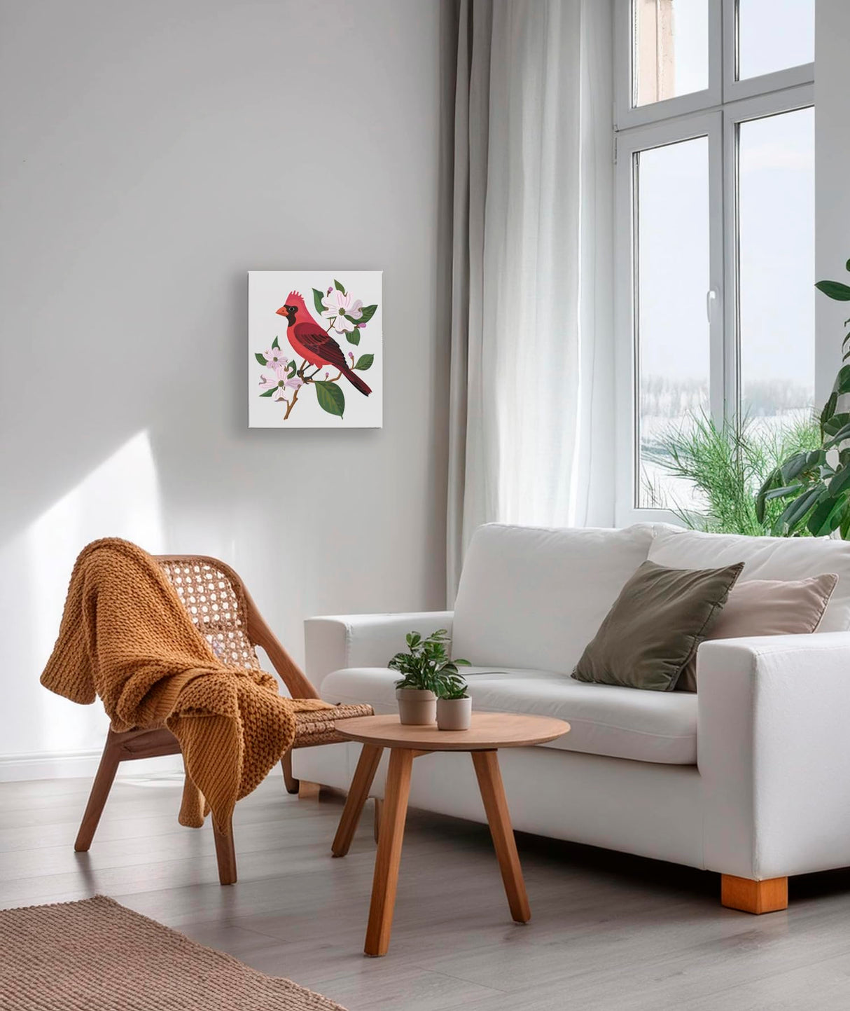 CraftLab Wild Birds Paint by Numbers Kit for Adults Teens Beginners, DIY Painting Accessories, Brushes Acrylic Paints, Stretched Canvas 10 x 12 inch Gift (Cardinal & Dogwood) CraftLab