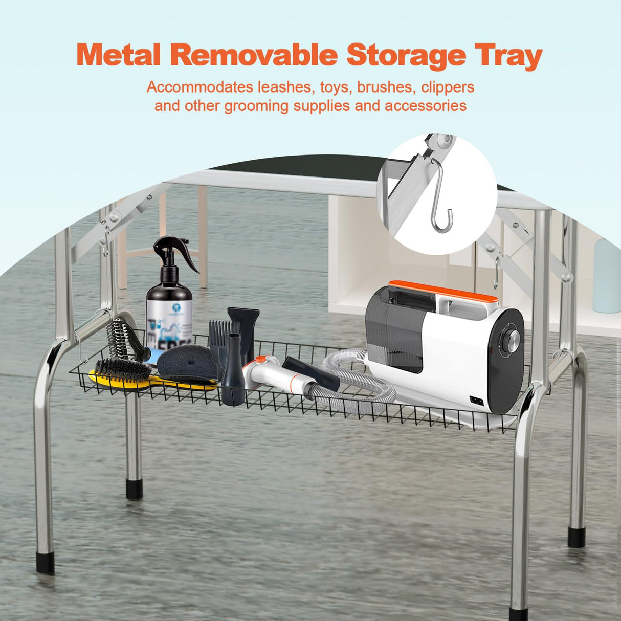 ynhunreth 46'' Dog Grooming Table for Large Dogs, Foldable Professional Grooming Table for Dogs at Home with Double Loops/Mesh Tray/Adjustable Arm, Capacity up to 330lbs, Black ynhunreth