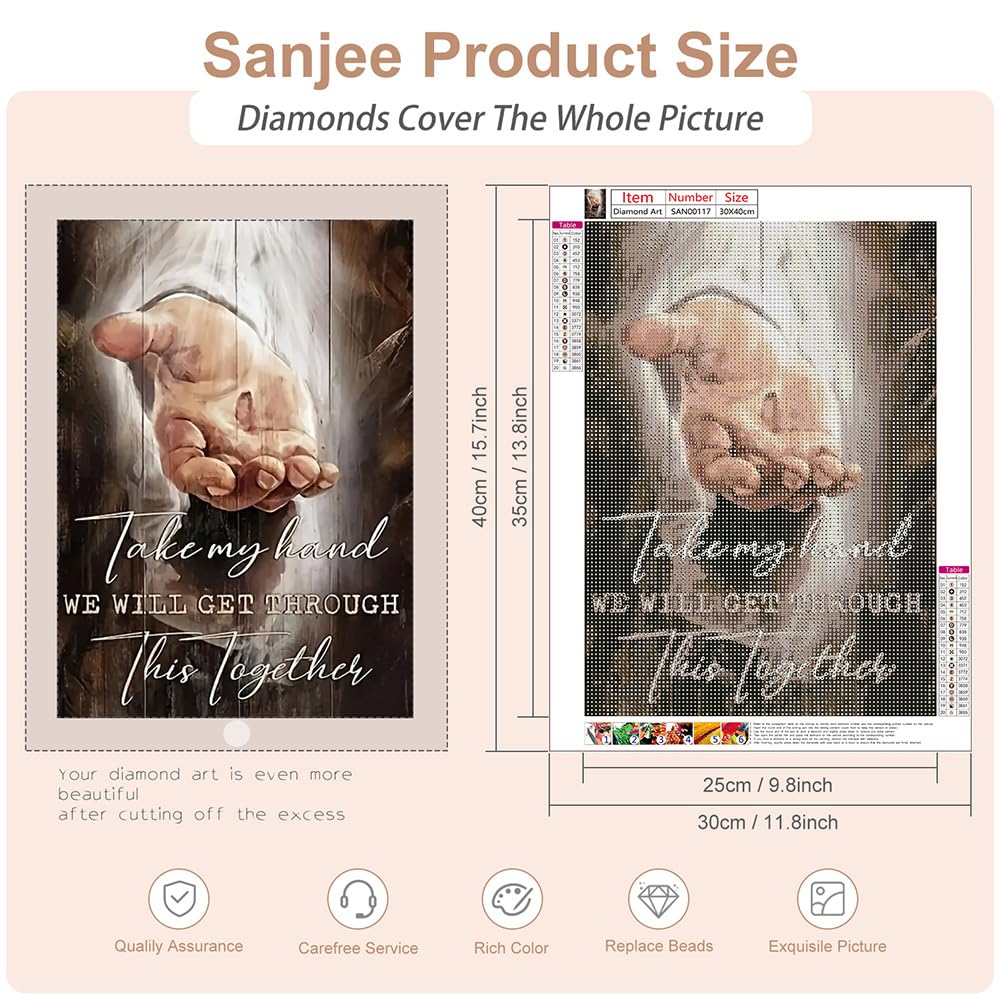 Sanjee Diamond Painting Kits for Adults, Christ Diamond Art Kits for Beginner, 5D DIY Round Full Diamond Dots Paintings for Home Wall Decoration Gift, 12x16inch Sanjee