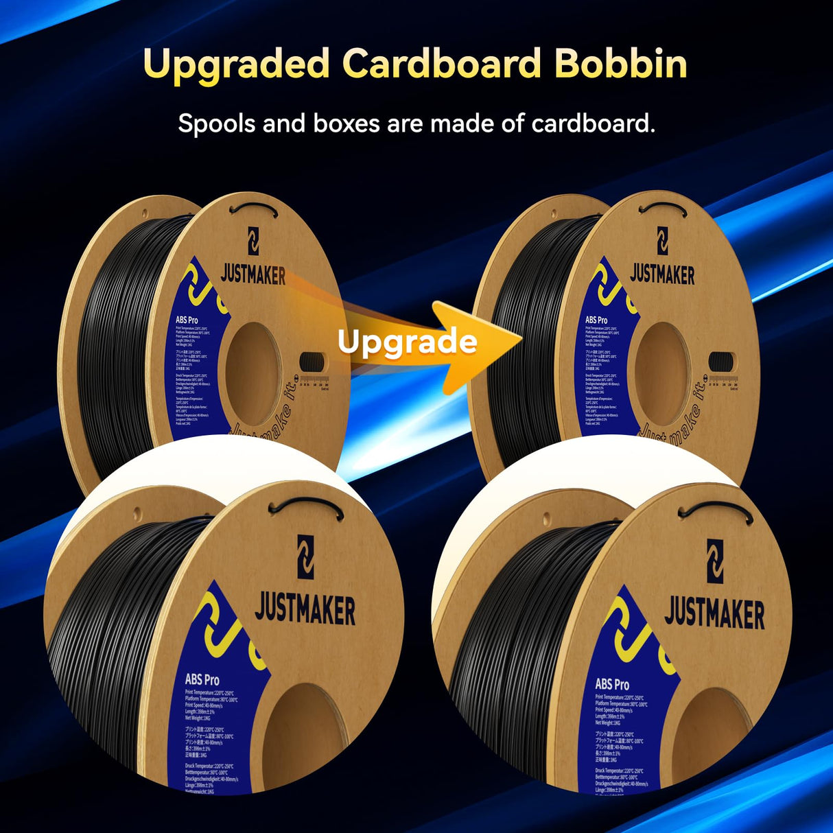 JUSTMAKER ABS PRO (ABS+) 3D Printer Filament, Upgraded Strength Heat Resistant Filament, Cardboard Spool, Dimensional Accuracy +/-0.03mm, 1.75mm, 1 kg (2.2 lbs), Chocolate JUSTMAKER