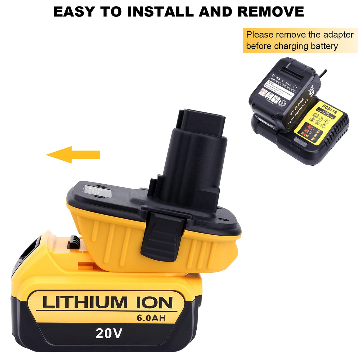 Kotoate 2Pack DCA1820 Battery Adapter Compatible with Dewalt 18V Tools, Compatible with Dewalt 18V to 20V Adapter, Compatible with Dewalt 20V Lithium Battery DCB201 DCB206 to 18V Battery DC9096 Kotoate