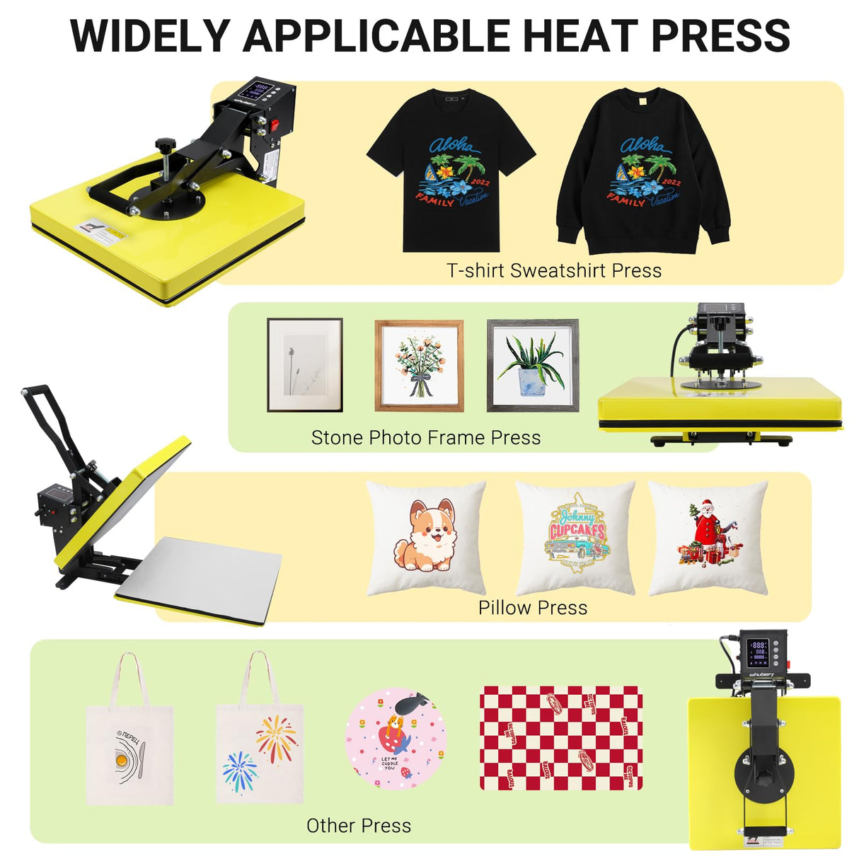 AKEYDIY Heat Press, 15x15 Slide Out Heat Press Machine for T Shirts, Digital Clamshell Heat Transfer Machine for Sublimation, Industrial Shirt Printer for Canvas, Pillows, Coasters, Puzzles (Yellow) AKEYDIY