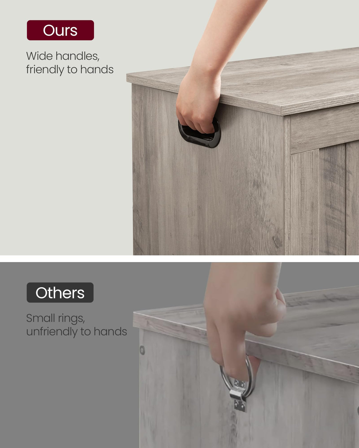 VASAGLE Storage Chest, 29.9 Inches Width Storage Bench, Entryway Bench with 2 Safety Hinges, Shoe Bench, Farmhouse Style, for Entryway, Bedroom, Living Room, Heather Greige ULHS011K01 VASAGLE