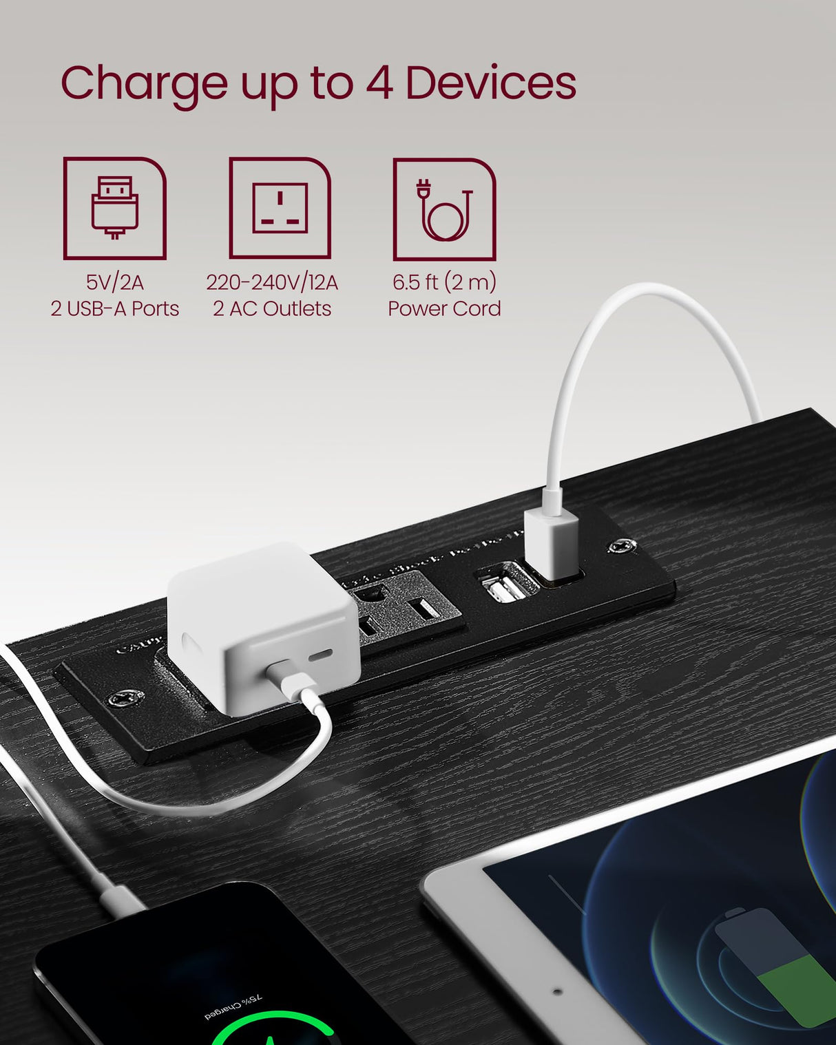 VASAGLE Nightstand with Charging Station, 2 AC Outlets and 2 USB Ports, Bedside Table, Side Table with 3 Drawers, Modern Style, 13.8 x 15.7 x 23.2 Inches, Ebony Black ULET631B58 VASAGLE