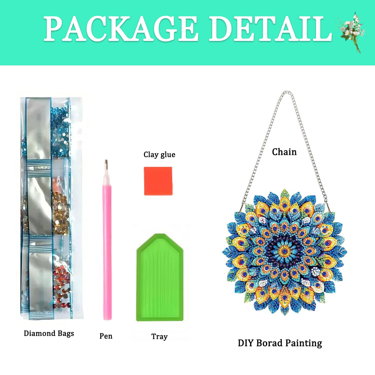 Auremi Mandala Diamond Art Painting DIY Hanging Diamond Art Pendant Painting Kit Mandala Special Shape Crystal Garden Wall Hanging Signs Kit Hanging Decorations Box Set Auremi