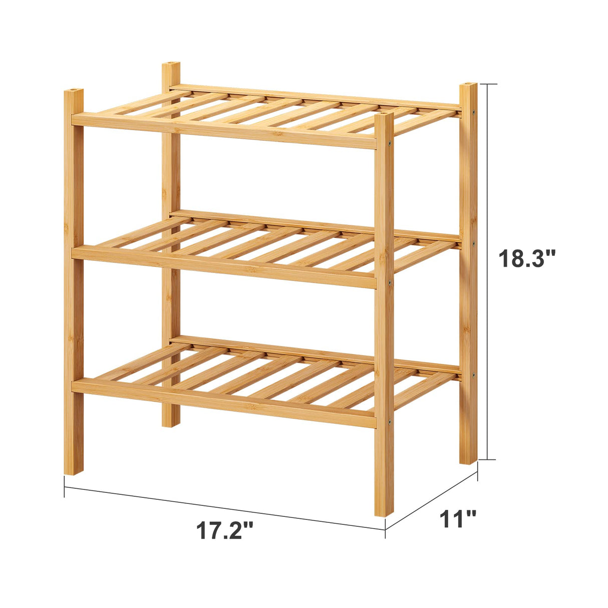 viewcare Small Shoe Rack, 3-Tier Shoe Rack for Entryway, Bamboo Wood Shoe Shelf for Closet & Hallway, Long 17.2IN | Beautiful | Functional | Sturdy | Durable viewcare