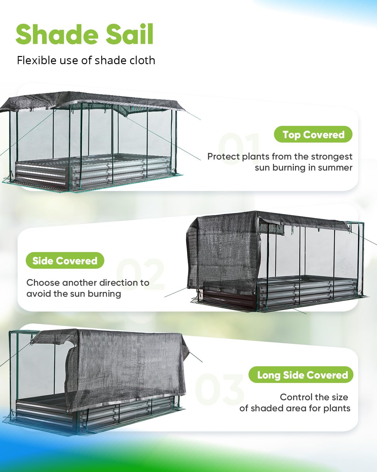 Quictent Galvanized Raised Garden Bed with Crop Cage Plant Protection Net Tent and Shade Cloth Kit Metal Planter Box Bottomless Planting Vegetables Outdoor Backyard Included T Tags Wing Nuts 8x4x1 Ft Quictent