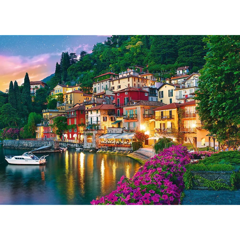 Trefl Lake Como, Italy 500 Piece Jigsaw Puzzle Red 19"x13" Print, DIY Puzzle, Creative Fun, Classic Puzzle for Adults and Children from 10 Years Old Trefl