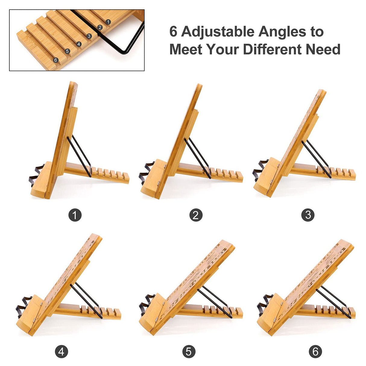 MEGREZ Book Stand for Reading (13.2 x 9.4 inch) Bamboo Cookbook Stand Holder for Kitchen, Adjustable Book Holder Stand for Tablet/Textbook Holder/Hollow Bookrest Stand, Butterflies MEGREZ