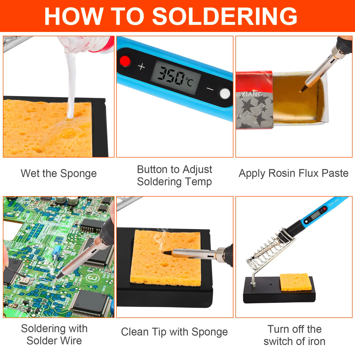 FEITA Soldering Iron Kit for Electronics, 14 in 1 Welding Tools Kit with Switch 80W LCD Adjustable Temperature Solder Iron, 2 Solder Wire, Flux, 5 Soldering Tips, Desoldering Pump, Stand, Tweezers FEITA