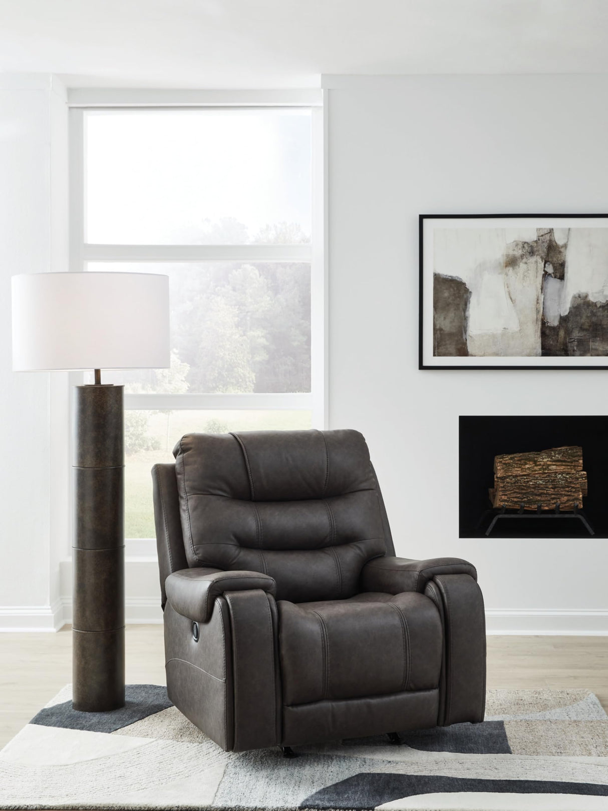 Signature Design by Ashley Trumble Modern Faux Leather Manual Rocker Recliner with Track Arms, Gray Signature Design by Ashley