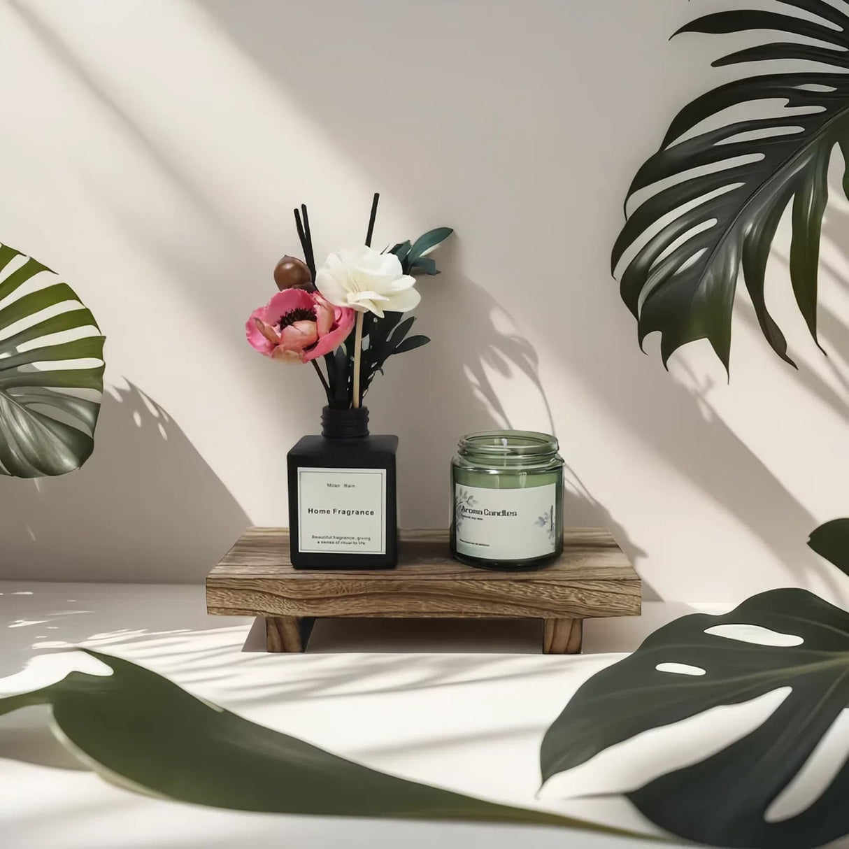 Wood Riser for Decor, 8.66X3.54in Wood Pedestal Stand, Small Wooden Riser for Bathroom, Wood Riser for Kitchen Counter Missraza