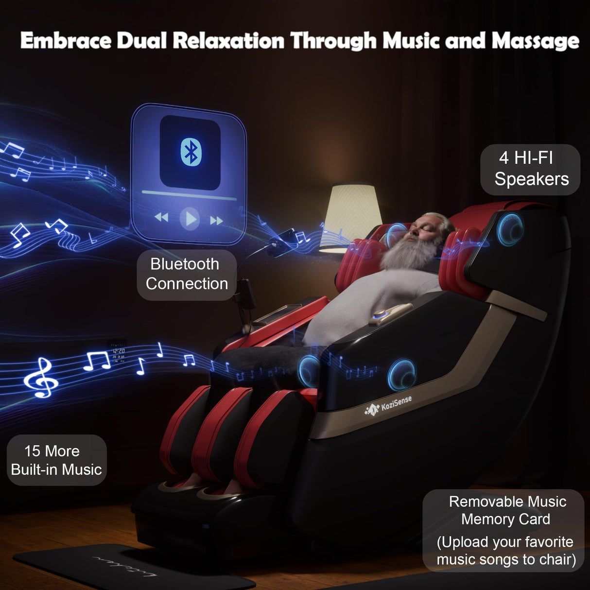 KoziSense KZ-313 2026 Heated Jade Roller Massage Chair Full Body, Deep Zero Gravity SL-Track with Heat, 12 Auto Modes, 6 Custom Programs, Backlit Touch Screen, Voice Control, Wireless Charger KoziSense
