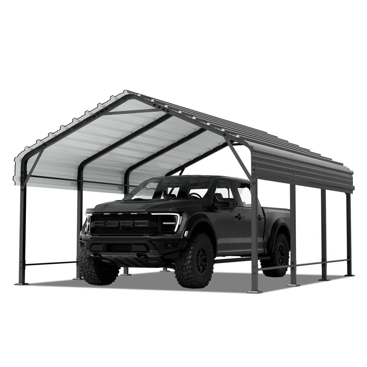 SUNLEI 12'x15'x8.5' Metal Carport, Heavy Duty Metal Carport Canopy with Galvanized Steel Roof and Frame, Permanent Garage for Pickup, Bass Boat, Trucks, Car and Tractors SUNLEI