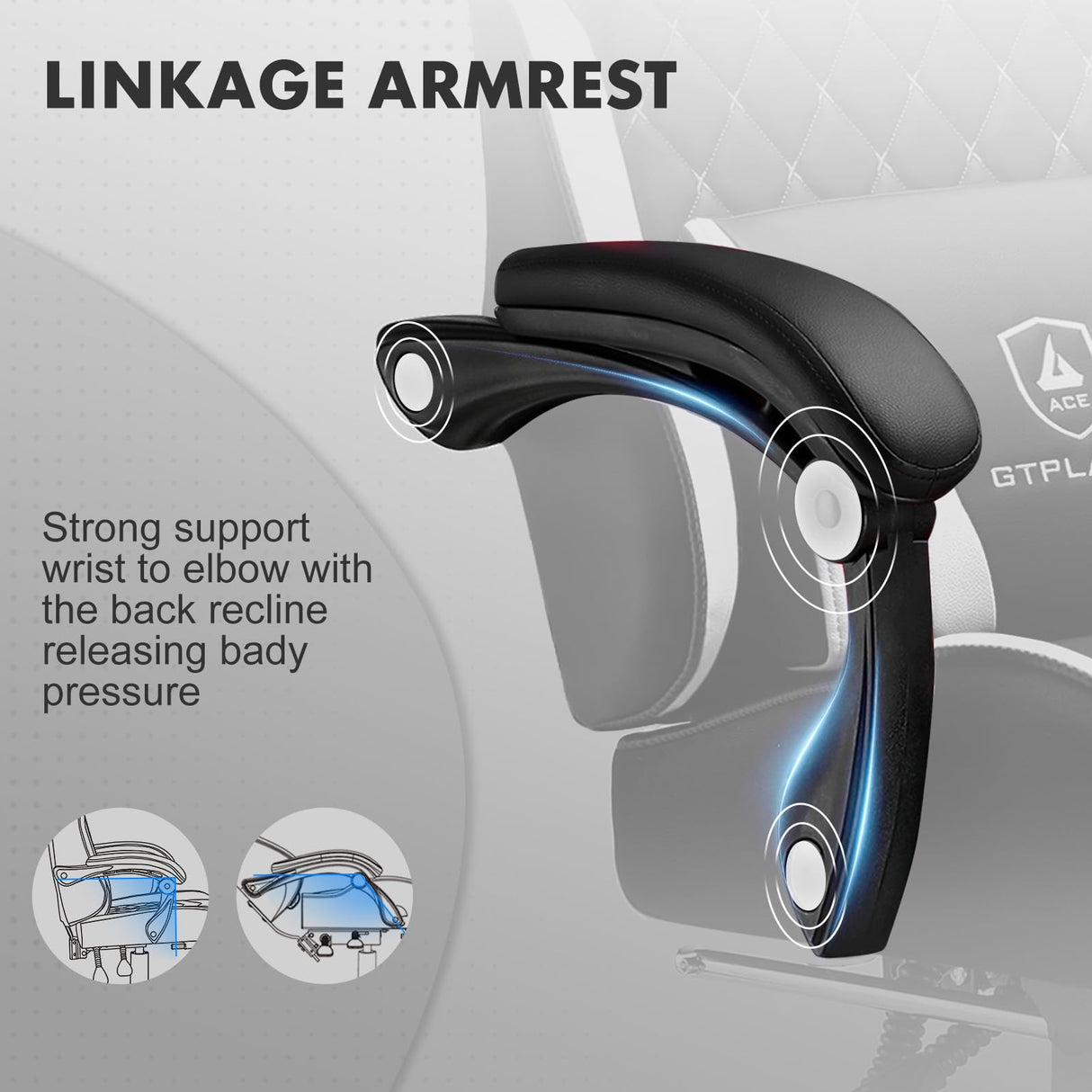 GTPLAYER Gaming Chair, High Back Leather Computer Gaming Chair with Footrest, Ergonomic Height Adjustable Office Chair with Removable Cover and Lumbar Support for Gaming and Work (White) GTPLAYER