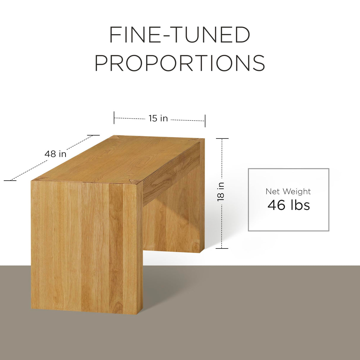 Maven Lane Zeno Contemporary Wooden Backless Bench Seating for Modern Dining, Kitchen Table, Entryway, Foyer, or Lobby in Weathered Natural Finish Maven Lane