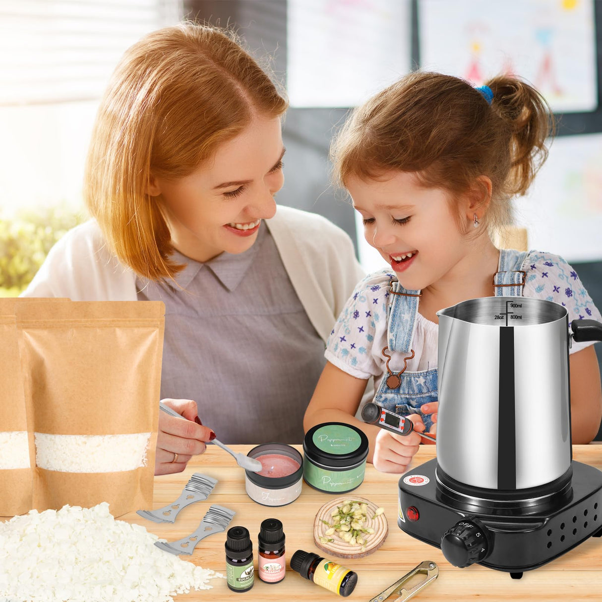 SAEUYVB Candle Making Kit, Candle Making Kit for Adults - DIY Starter Soy Candle Making Supplies-Including Soy Wax,Electric Stove,Melting Pot,Candle Wicks,Rich Scents,Stickers,Etc SAEUYVB