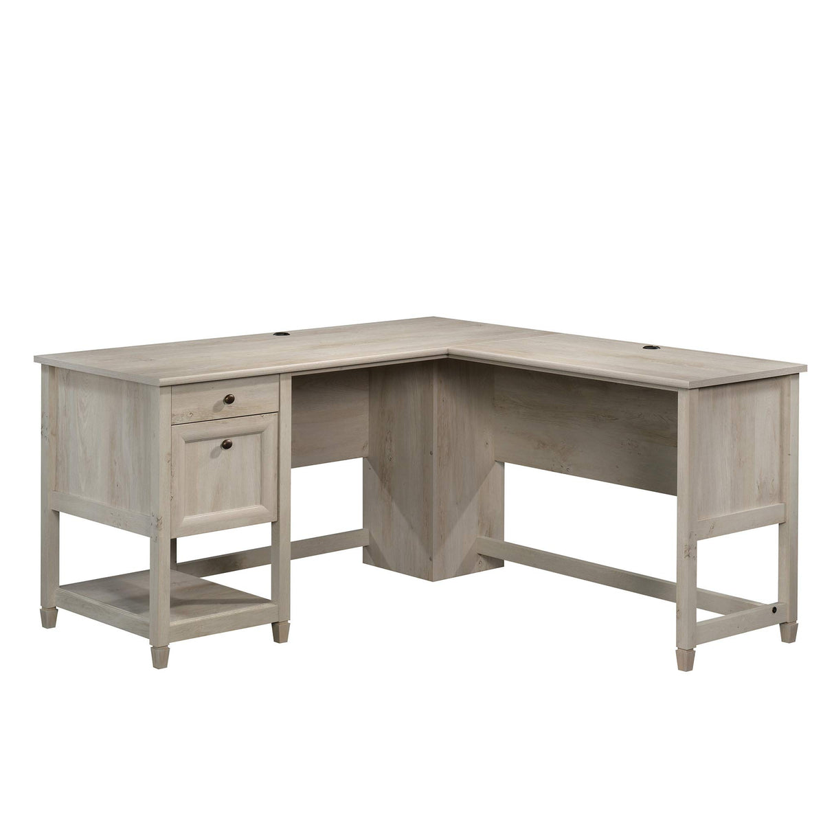 Sauder Edge Water L-Desk, L: 59.06" x W: 58.74" x H: 29.57", Chalked Chestnut finish Sauder