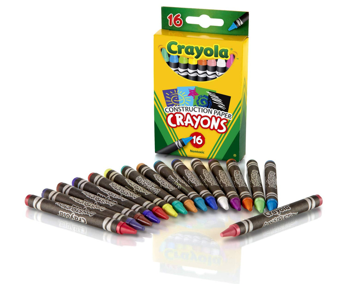 Crayola Construction Paper Crayons (16ct), Kids Crayons, Long-Lasting, Non-Toxic, Vibrant Colors for Kids Arts and Crafts, Ages 3+ Crayola