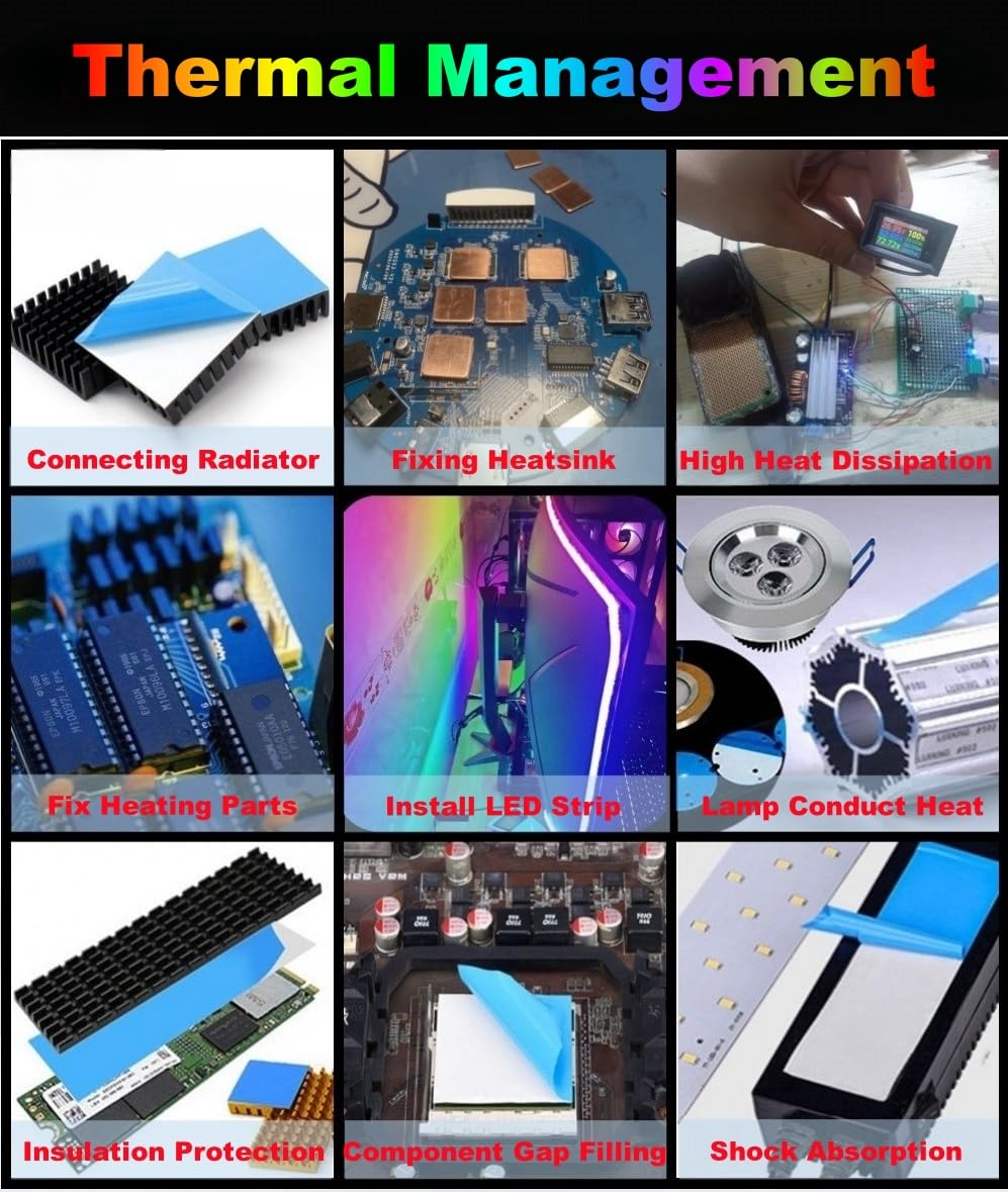 Double Sided Tape 1inch x 66Feet Thermal Tape Heavy Duty Super Strong Adhesive, Insulation Heat Transfer Tape for Paste CPU Heatsink, Mounting LED Strip, Carpet Fixing, Woodworking Project, DIY Crafts AVNTKER