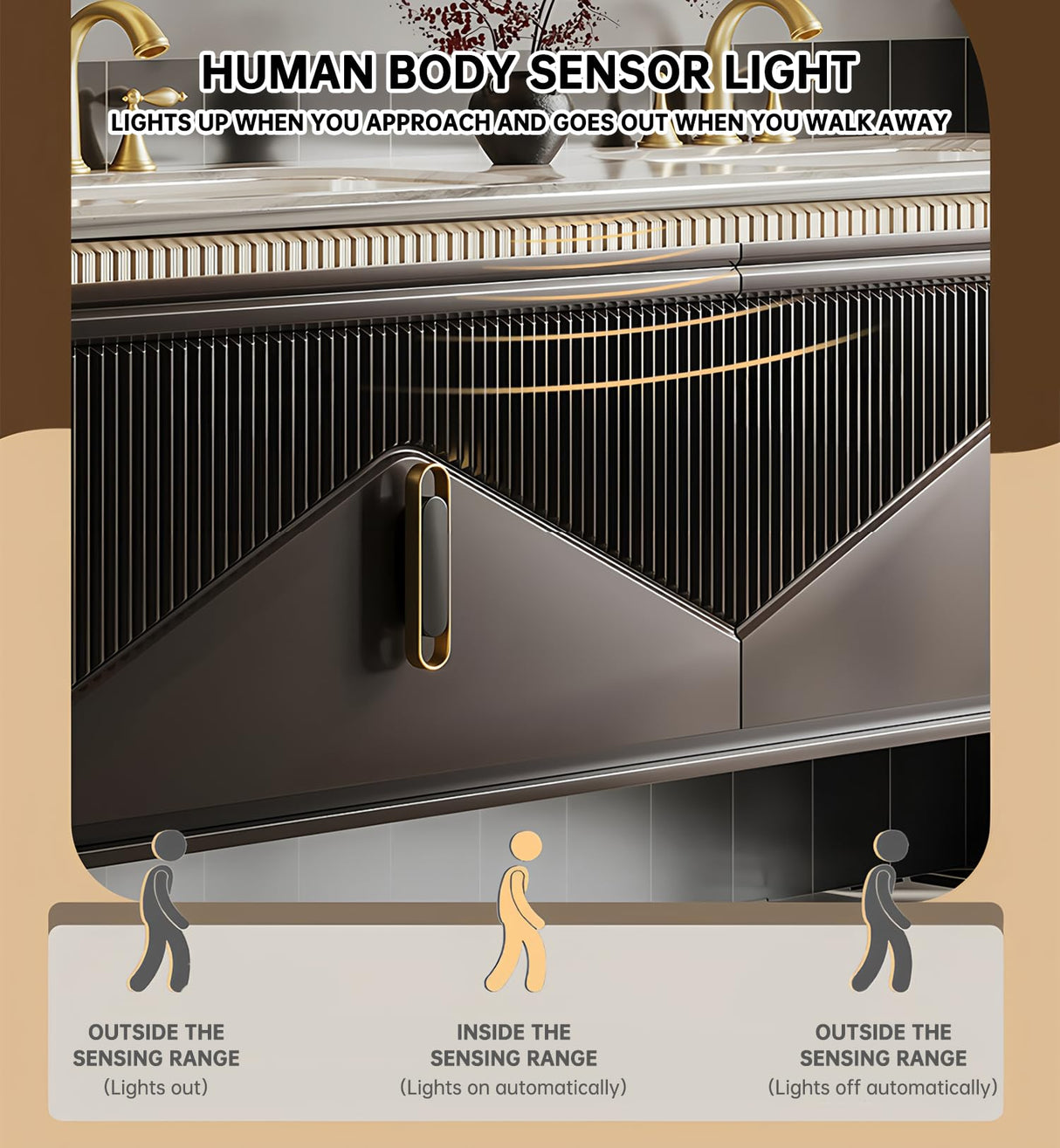 LUTHXAY Double Sinks Bathroom Vanity, 72 Inch Floating Bathroom Cabinet with One-Piece Top & Drawers, Wall Mount Bath Vanities with LED Smart Defog Mirror, Modern Luxurious Solid Wood Vanity(Brown) LUTHXAY