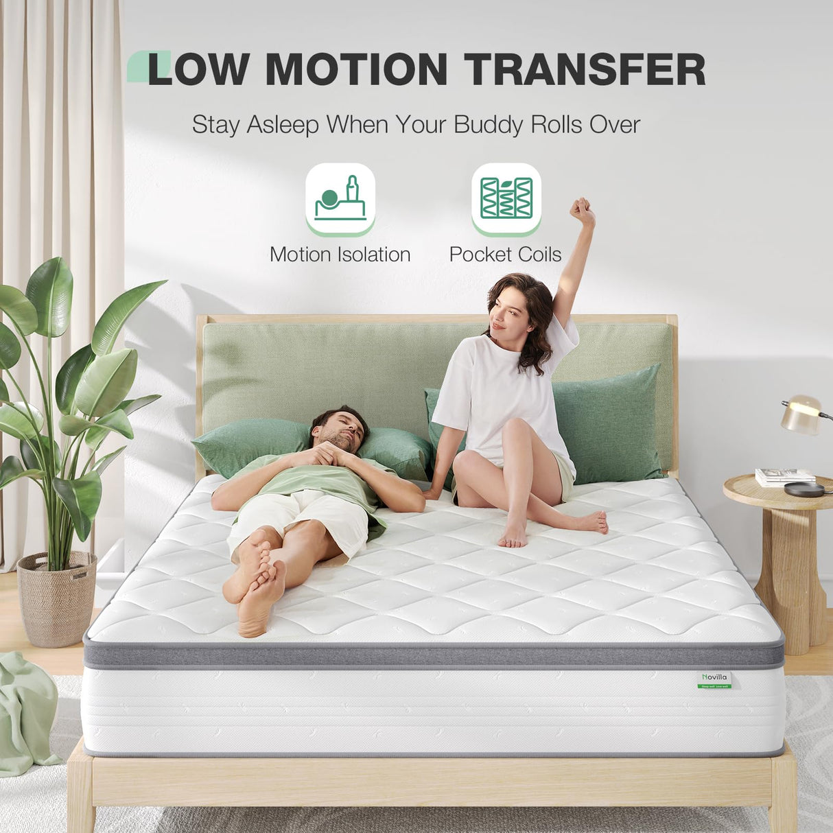 Novilla Full Size Mattress, 12 Inch Hybrid Mattress in A Box, Pocket Innerspring for Motion Isolation, Supportive & Pressure Relief Novilla