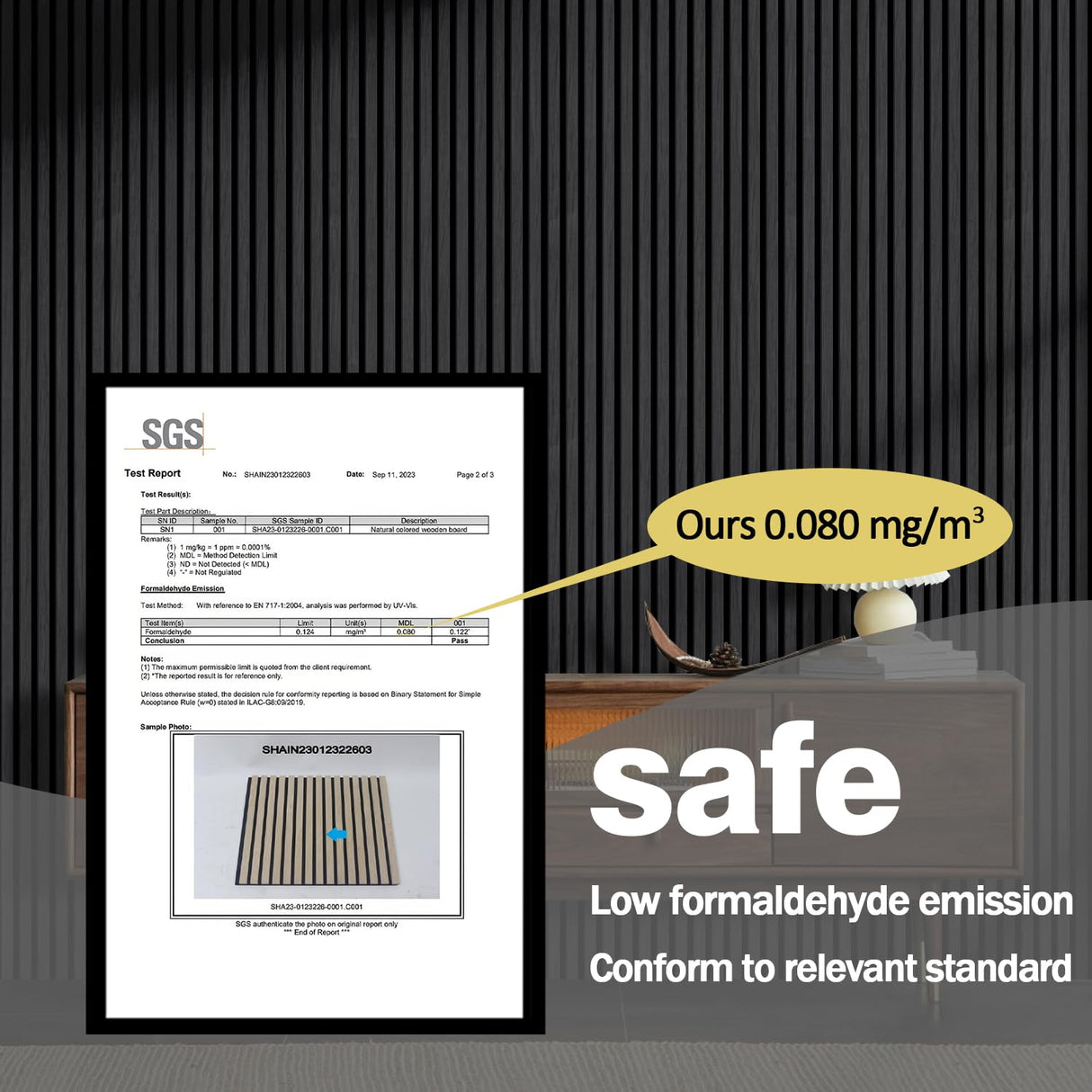 CHDITB 3D Fluted Wood Slat Acoustic Wall Panels, 2Pcs 23.6"x 47.2” Wood Finish Soundproof Panels for Wall and Ceiling, Sound Absorbing Decorative Wall Panels for Interior Wall Decor - Matte Black CHDITB