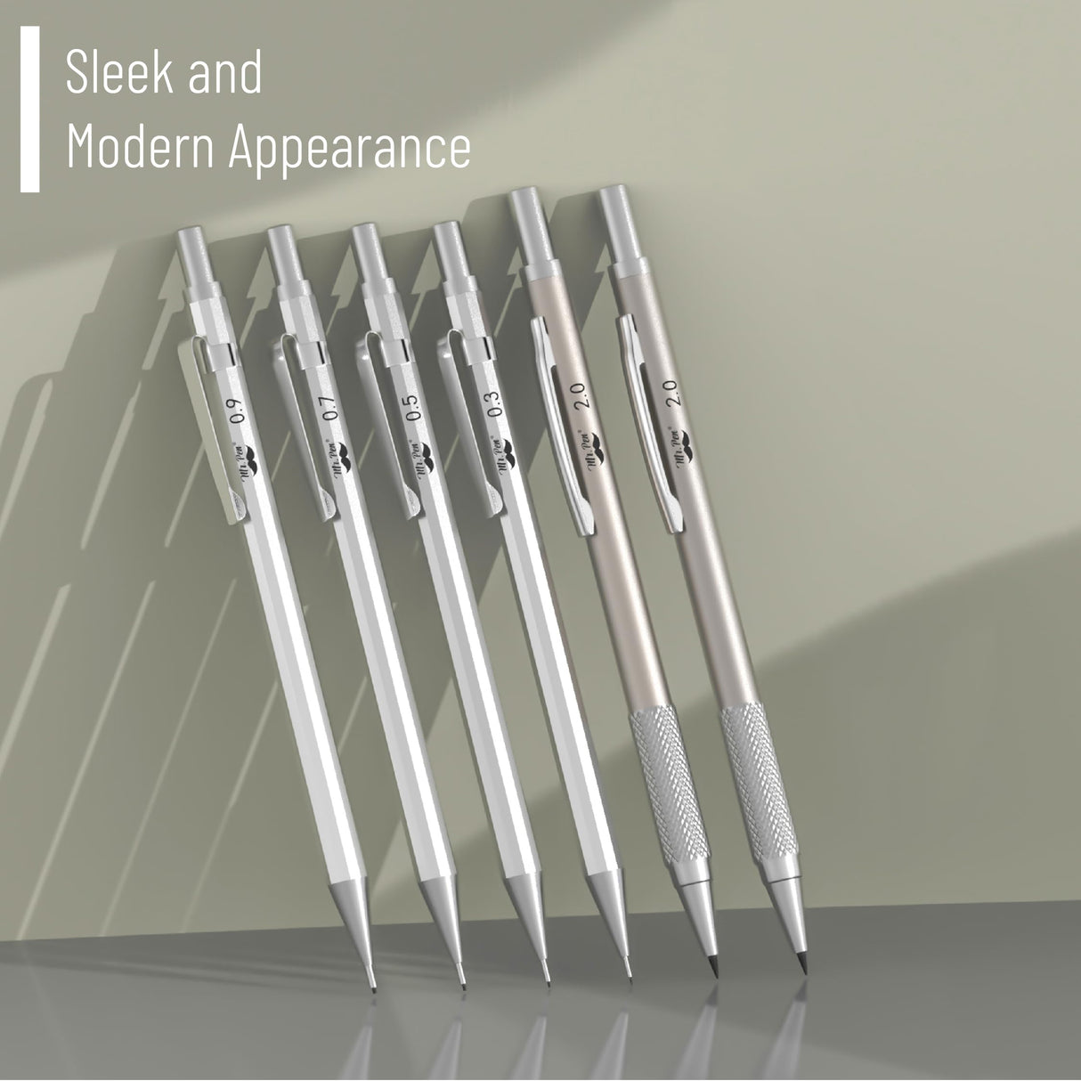 Mr. Pen- Metal Mechanical Pencil Set, 5Sizes, 0.3, 0.5, 0.7, 0.9, 2mm, Mechanical Pencils, Sketching Pencils, Drafting Pencil, Mechanical Pencil Metal, Lead Pencils, Drawing Mechanical Pencils Mr. Pen