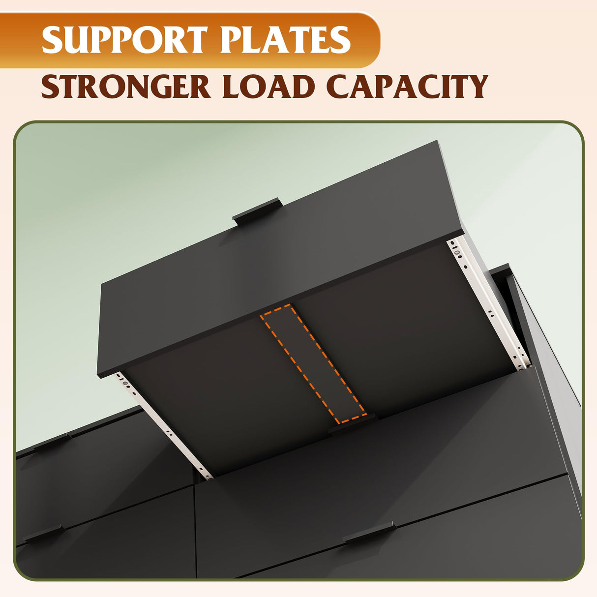 WLIVE Black Dresser for Bedroom, 47.24'' Wide 6 Drawer Wood Dresser Storage Organizer with Sturdy Metal Handle, TV Stand for 55 inch TV, Chest of Drawers for Living Room, Hallway, Closet WLIVE