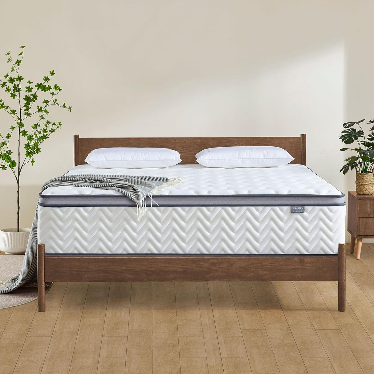 Lynnbery Queen Mattress, 14 Inch Queen Size Hybrid Mattress with Memory Foam and Individual Pocket Spring for Motion Isolation, Pressure Relief, Medium Firm Mattress in a Box, 60"*80"*14" Lynnbery