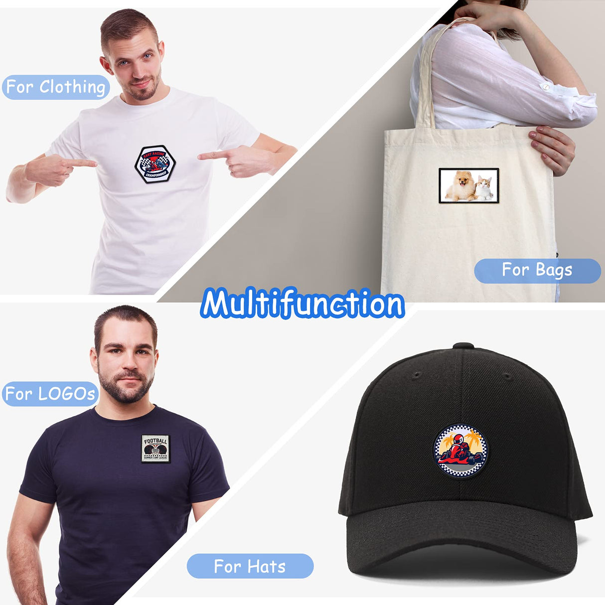 50 Pieces Sublimation Patch Fabric Iron-on Blank Patches Fabric Repair Sublimation Blank Patch Heat Transfer Blank Patch for Hats Clothes Uniforms Jeans Backpacks Dog Vest (Black, Classic Series) Waydress