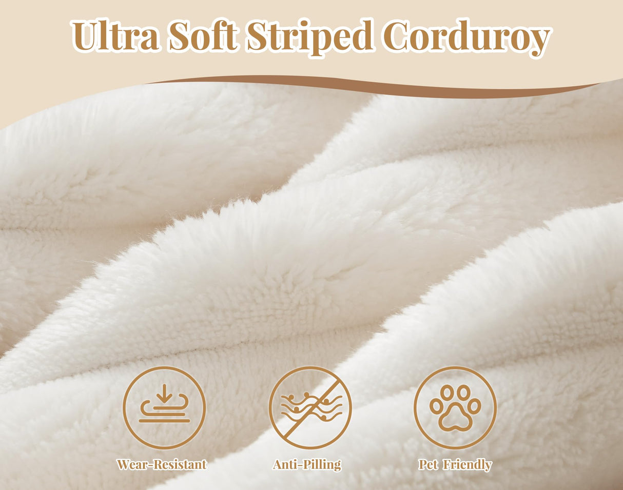 GRAINLLE 103'' L Shaped Corner Sectional Sofa,5-Seater Cloud Corner Couch with Pillows, Large Comfy Corduroy L Couch for Living Room,Apartment,Bedroom (White) GRAINLLE