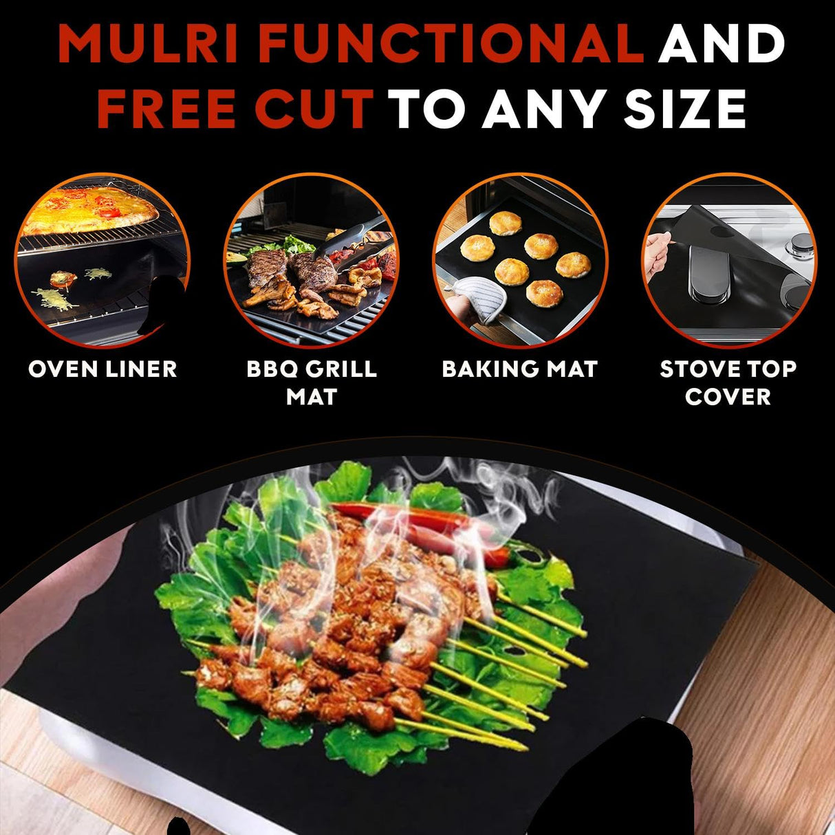 3 Pack Non-Stick Heavy Duty Oven Liners Set for Bottom of Electric Oven by Grill Magic - Thick, Heat Resistant Fiberglass Mat - Easy to Clean, Reduce Spills, Stuck Foods & Clean Up - BPA Free Grill Magic