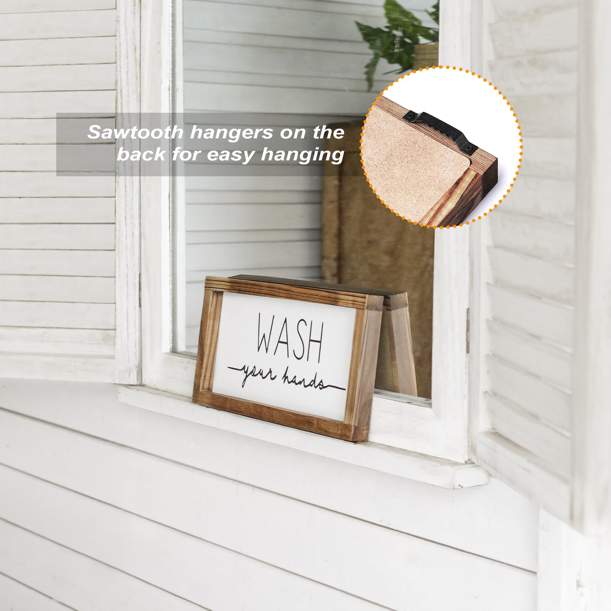 LIBWYS Bathroom Sign & Plaque (Set of 3) Wash Your Hands Brush Your Teeth Comb Your Hair Decorative Rustic Wood Farmhouse Bathroom Wall Decor (White) LIBWYS