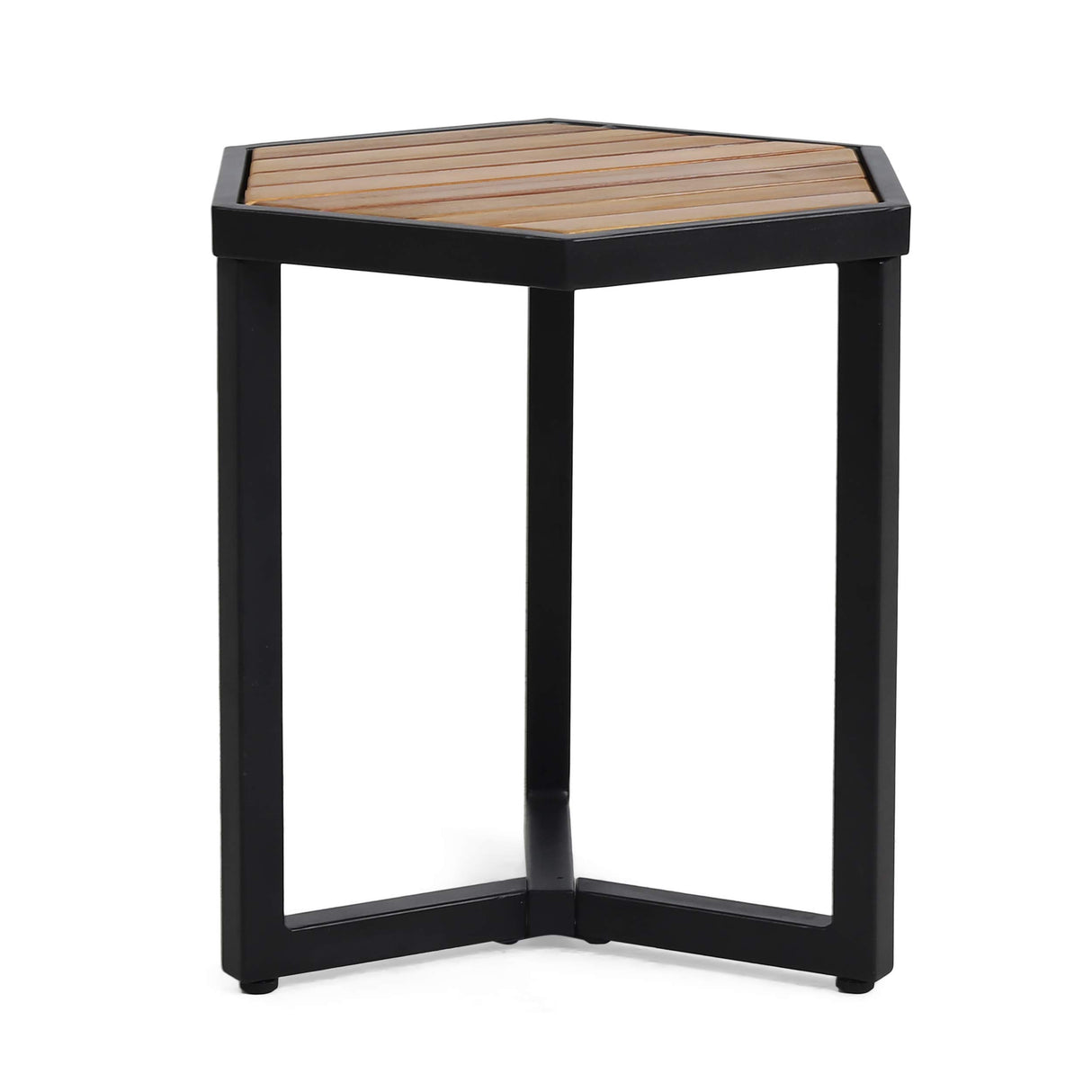 Christopher Knight Home END Table, Black Metal + Teak Christopher Knight Home